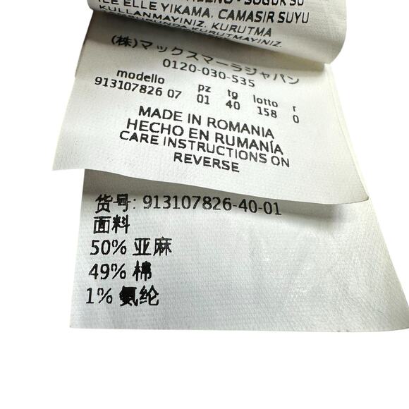 MAXMARA Blue Chambray Classic Trouser Pants Women's Size 6 Linen Blend - Picture 6 of 8